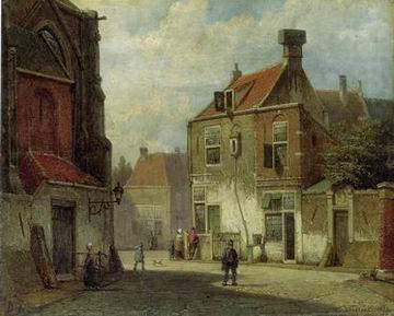 European city landscape, street landsacpe, construction, frontstore, building and architecture. 136, unknow artist